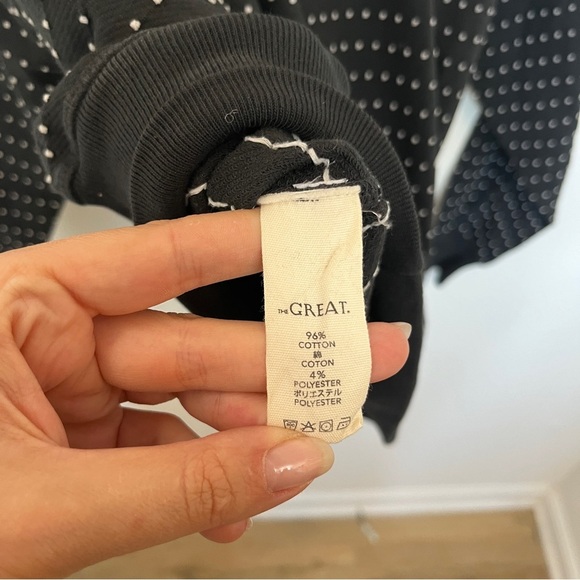 THE GREAT. Sweater The Swiss Dot College Sweatshirt Almost Black Size 0 XS - Picture 5 of 5